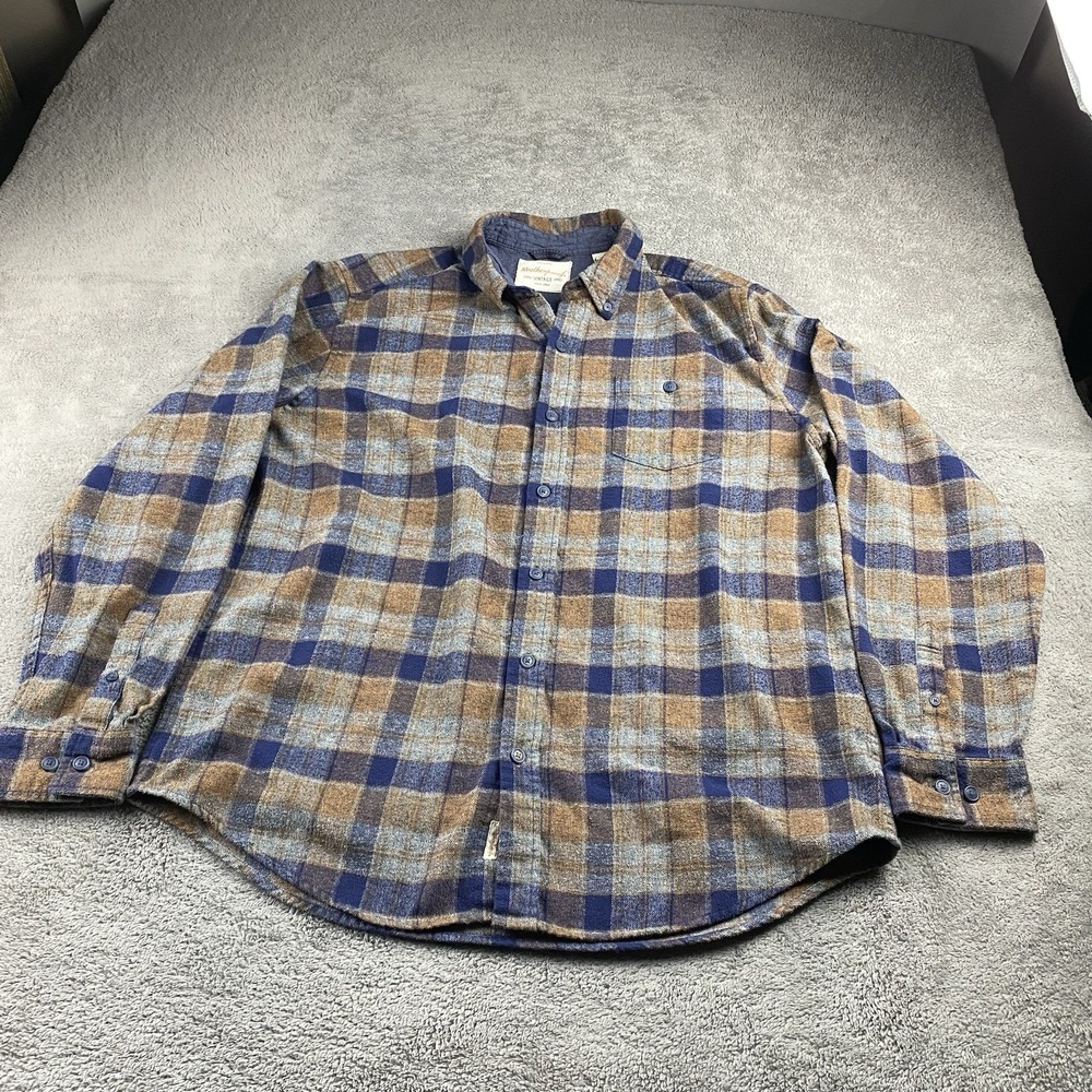 Weatherproof Button Up Long Sleeve Shirt Mens XL Brown Blue Plaid